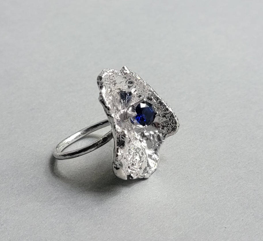 Abstract Ring, Sterling Silver and Sapphire