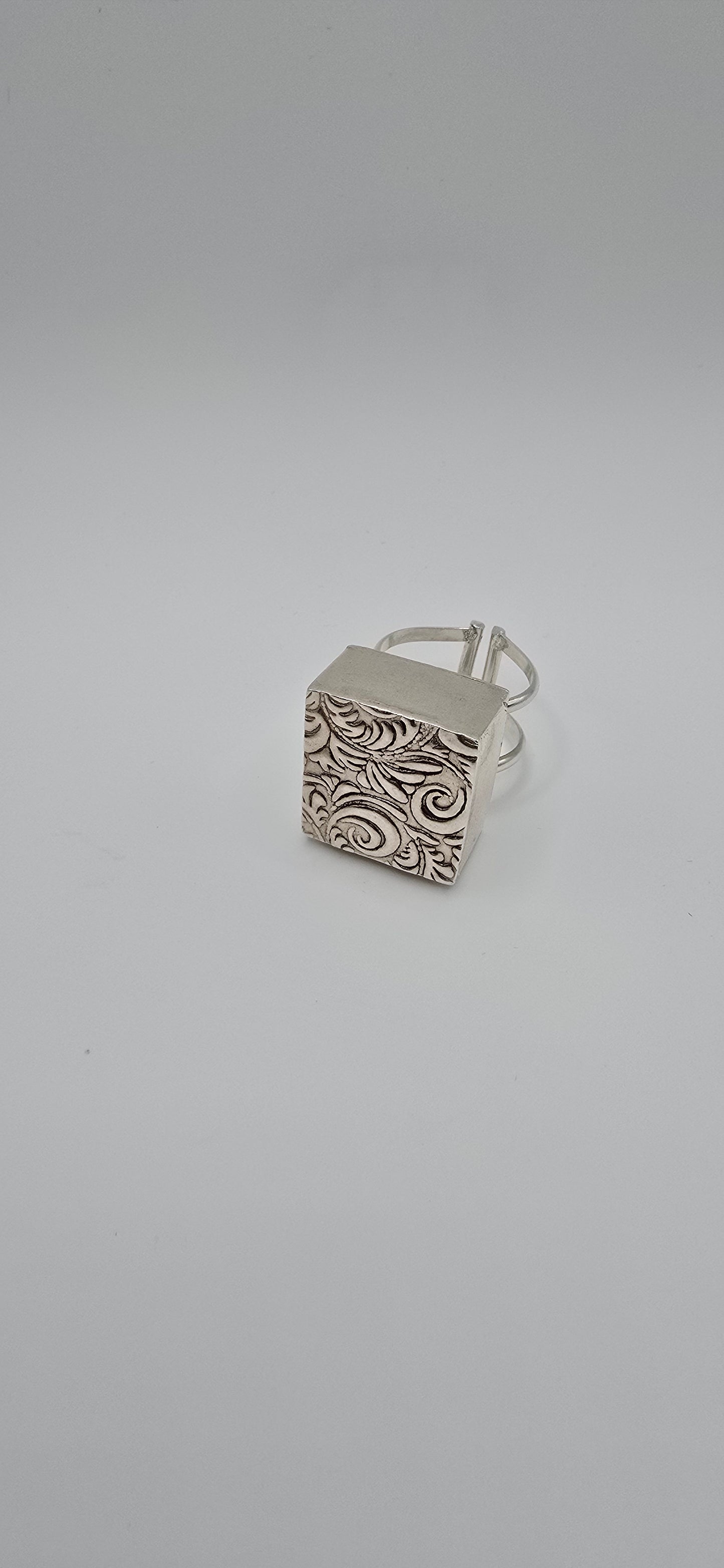 Ornate Box Ring in Sterling Silver