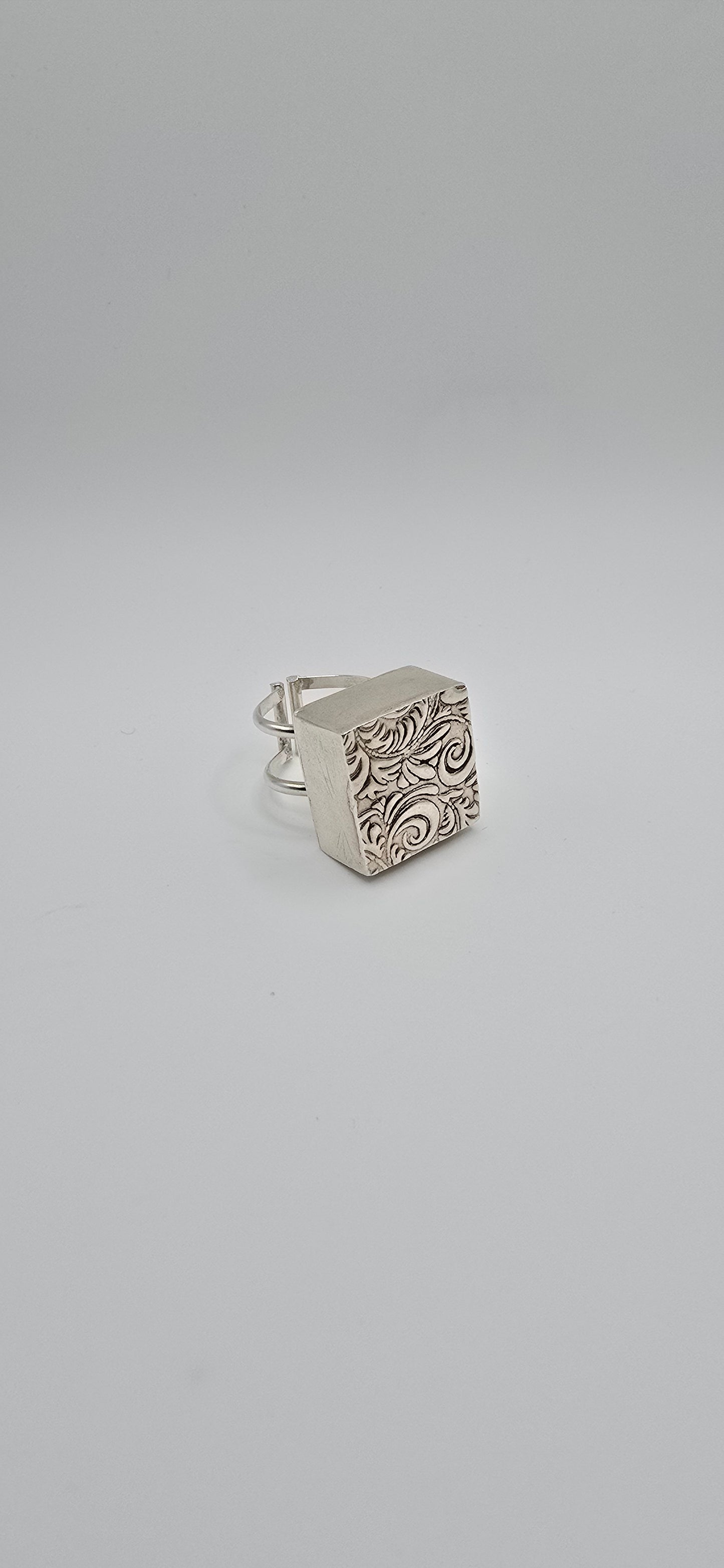 Ornate Box Ring in Sterling Silver