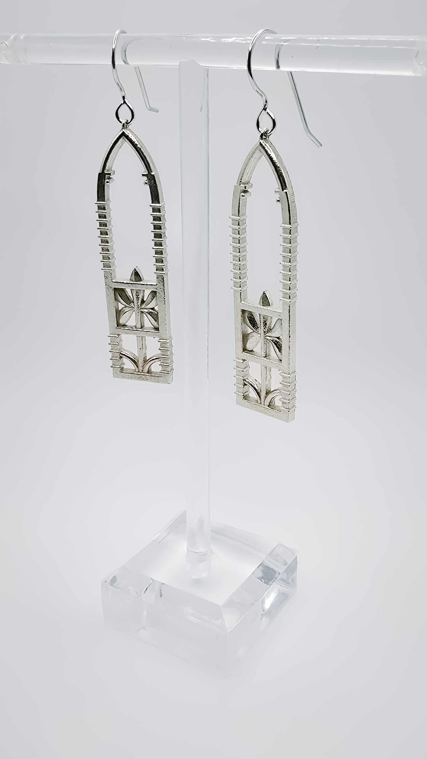 Ironwork Fence Earrings, Sterling Silver (Hook)