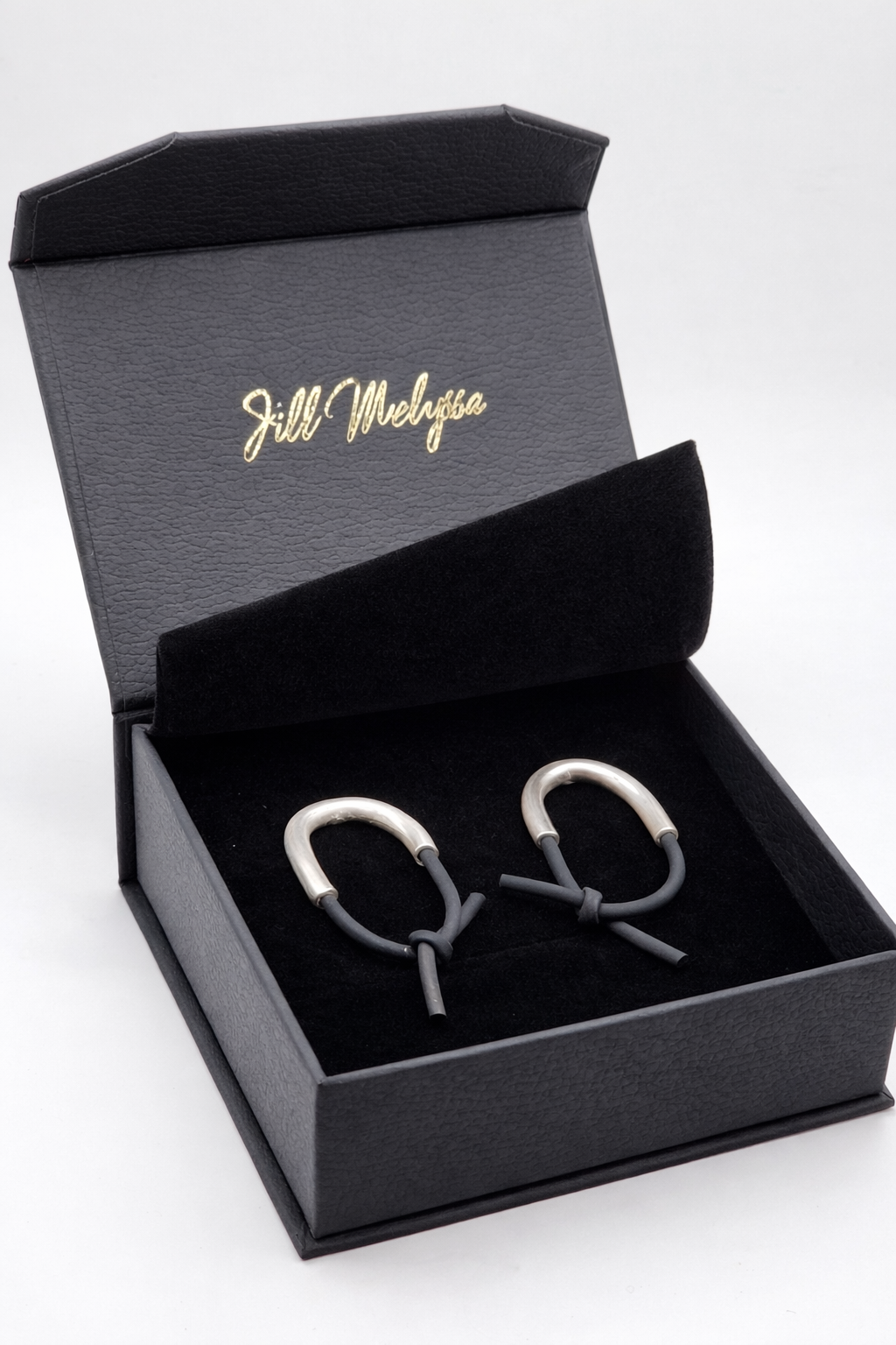 Sterling Silver and Rubber Tension Earrings- Large- Hand Fabricated- Under Impact Series