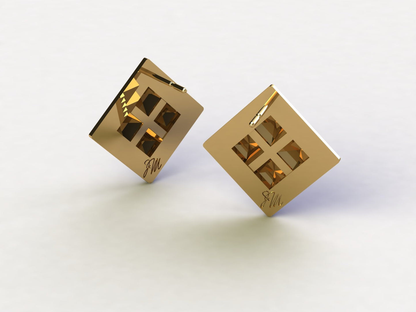 Studded Earrings in 24kt/ Sterling Silver