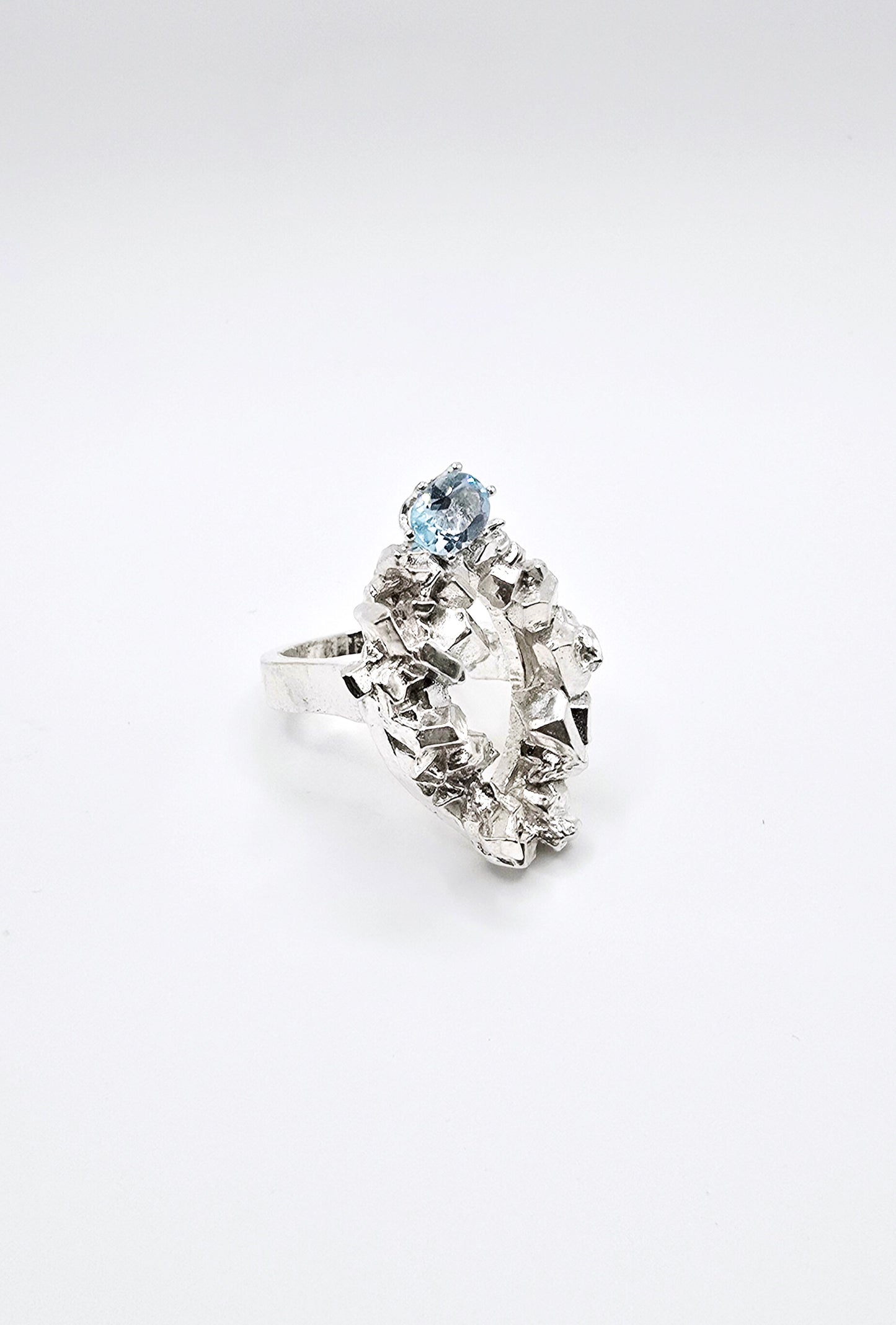 Rock Ring in Sterling; Sky Blue Topaz