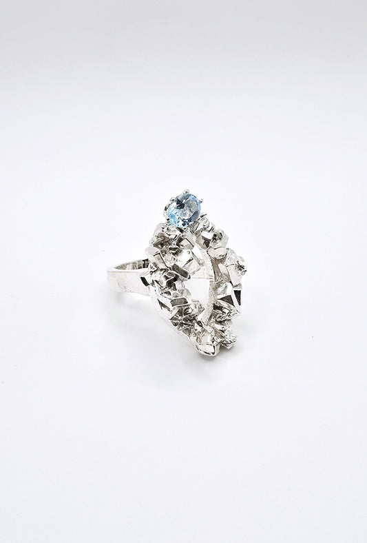 Rock Ring in Sterling; Sky Blue Topaz