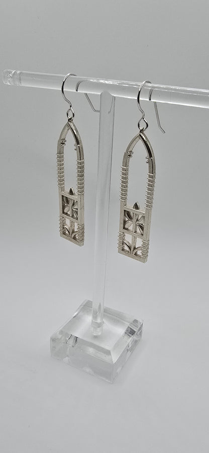 Ironwork Fence Earrings in Sterling Silver (Hook)