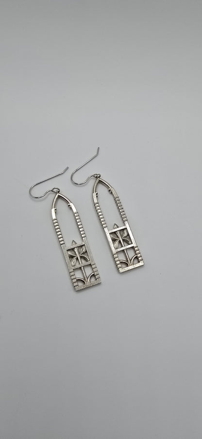 Ironwork Fence Earrings in Sterling Silver (Hook)