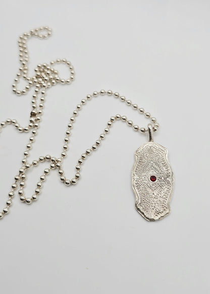 Ornate Garnet Necklace in Sterling Silver