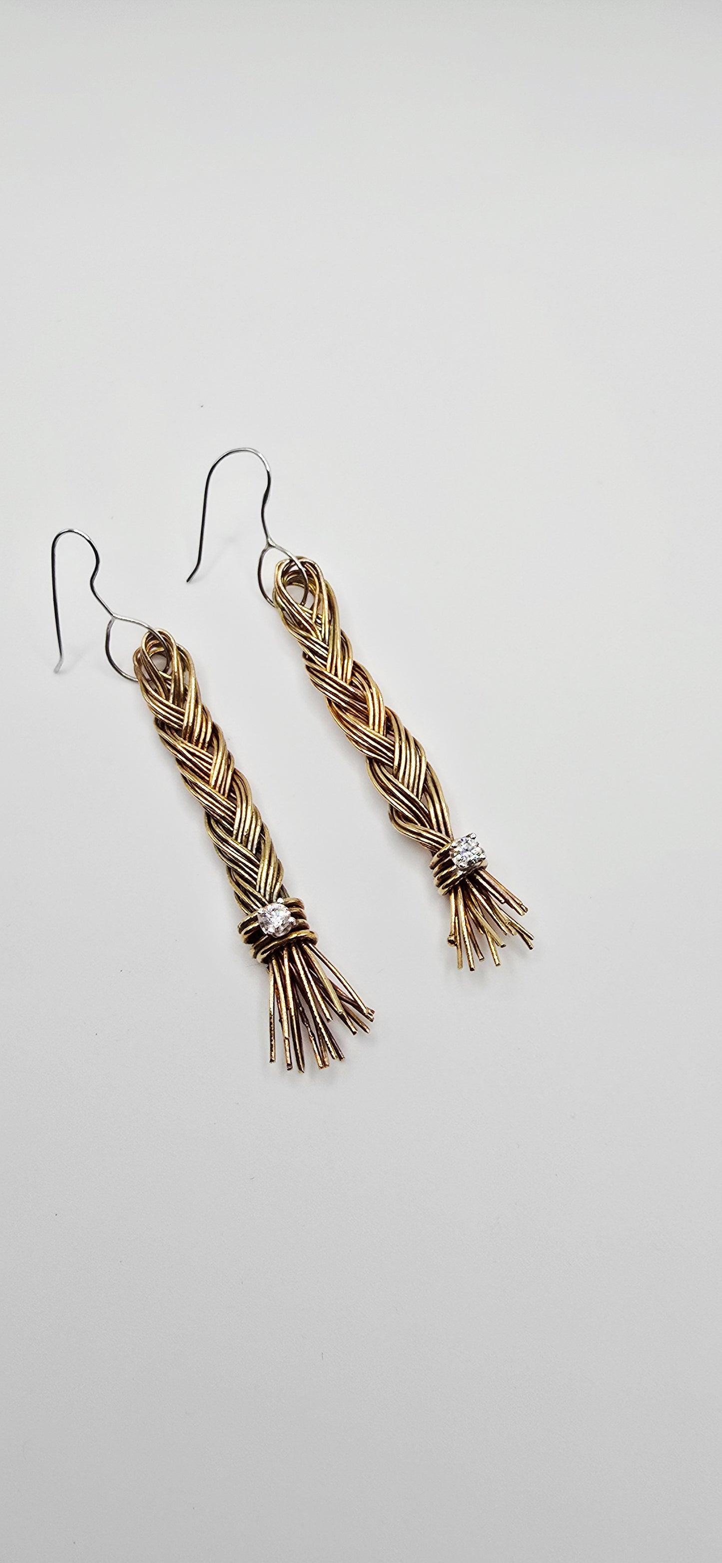 Braided Earrings with white stones