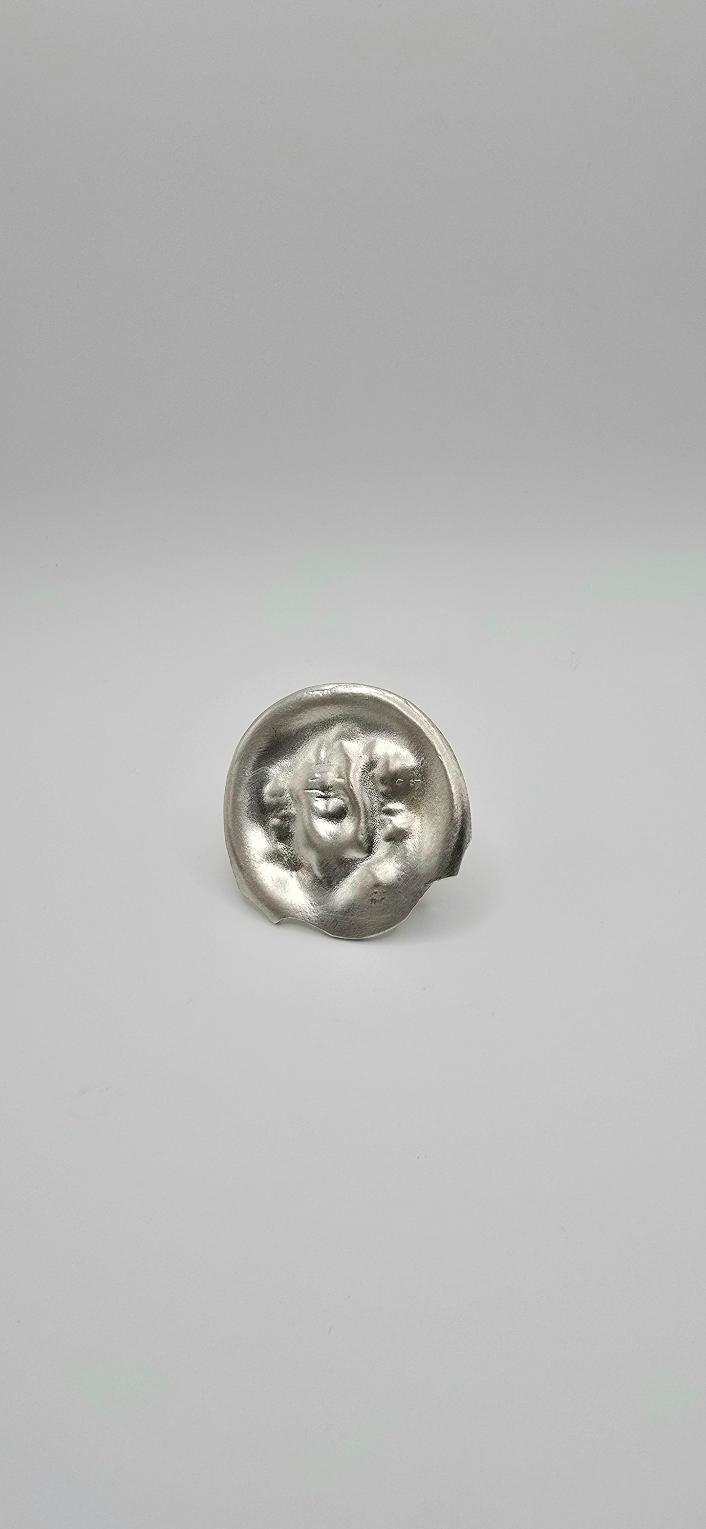 1905 Silver Spoon Ring- Textured & Sculptural Statement Jewelry- Under Impact Series