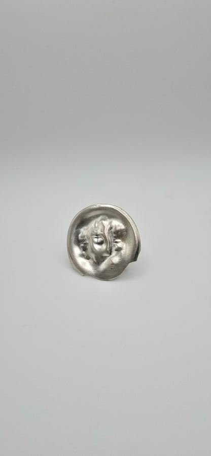 1905 Silver Spoon Ring- Textured & Sculptural Statement Jewelry- Under Impact Series