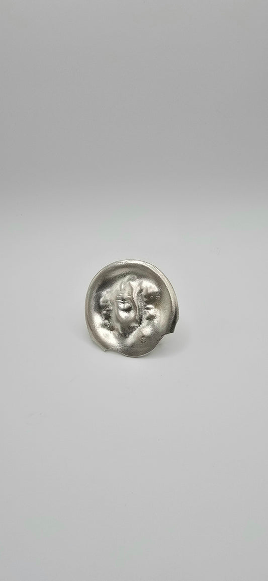 1905 Silver Spoon Ring- Textured & Sculptural Statement Jewelry- Under Impact Series