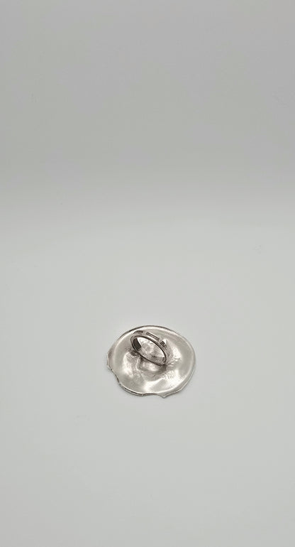 1905 Silver Spoon Ring- Textured & Sculptural Statement Jewelry- Under Impact Series