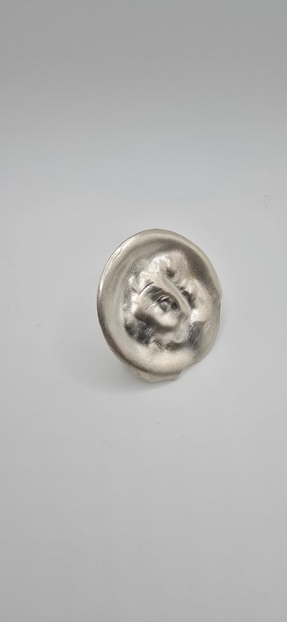 1905 Silver Spoon Ring- Textured & Sculptural Statement Jewelry- Under Impact Series