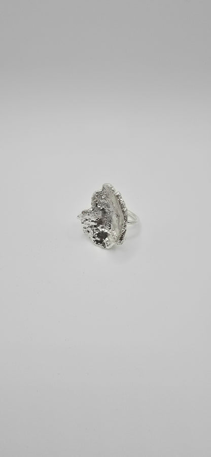 Fragment Form Sculptural Sterling Silver Ring- Under Impact Series