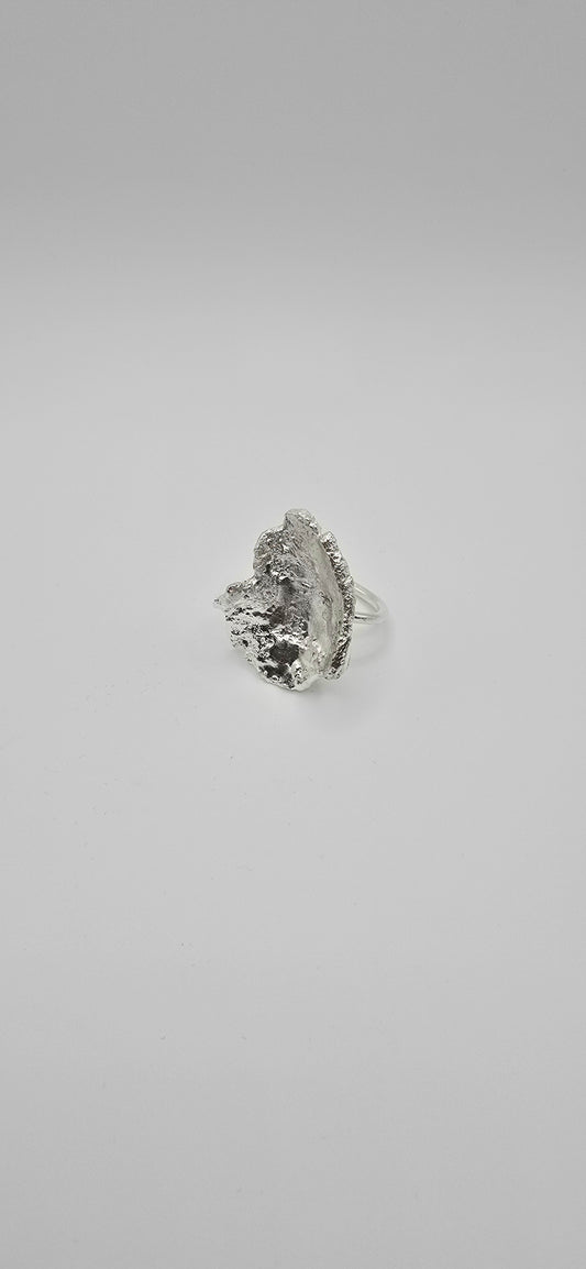 Fragment Form Sculptural Sterling Silver Ring- Under Impact Series