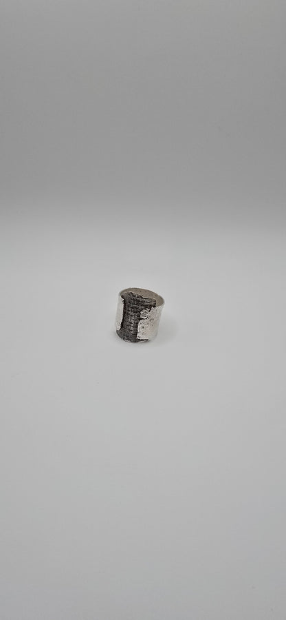 Sterling Silver Mesh Textured Ring- Hand Fabricated Urban Freeform Statement Ring- Under Impact Series