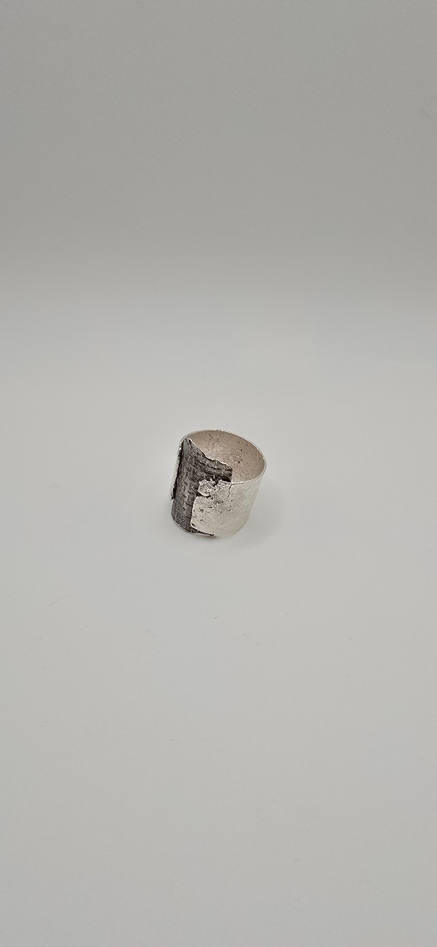 Sterling Silver Mesh Textured Ring- Hand Fabricated Urban Freeform Statement Ring- Under Impact Series
