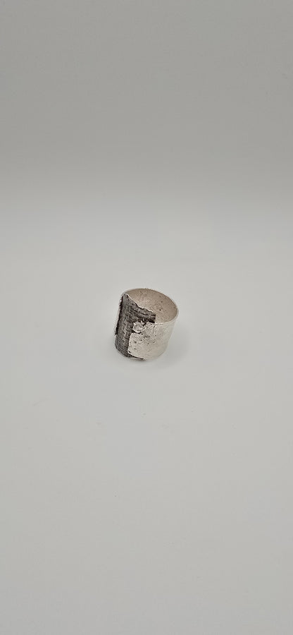 Sterling Silver Mesh Textured Ring- Hand Fabricated Urban Freeform Statement Ring- Under Impact Series