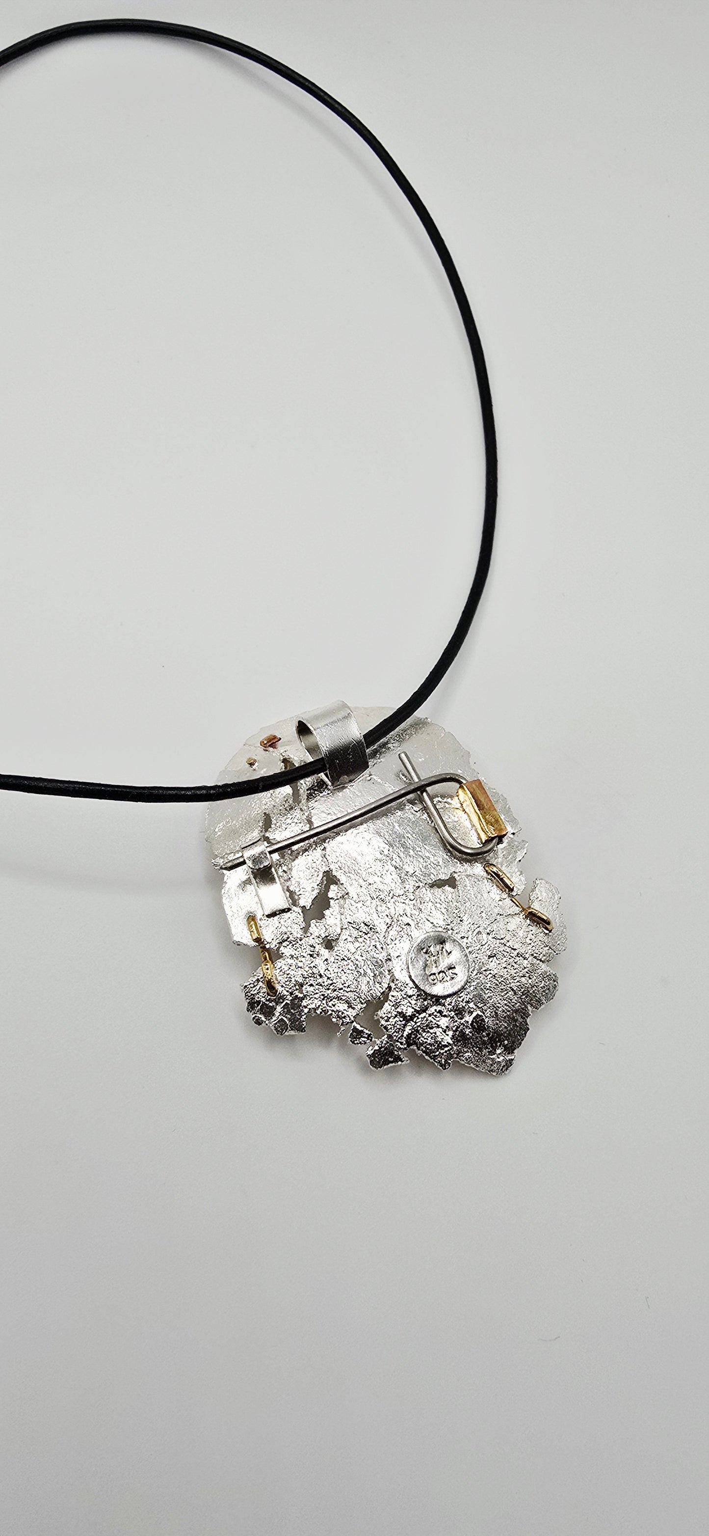 Pounded Silver Staple Brooch | Pendant Necklace- Under Impact Series