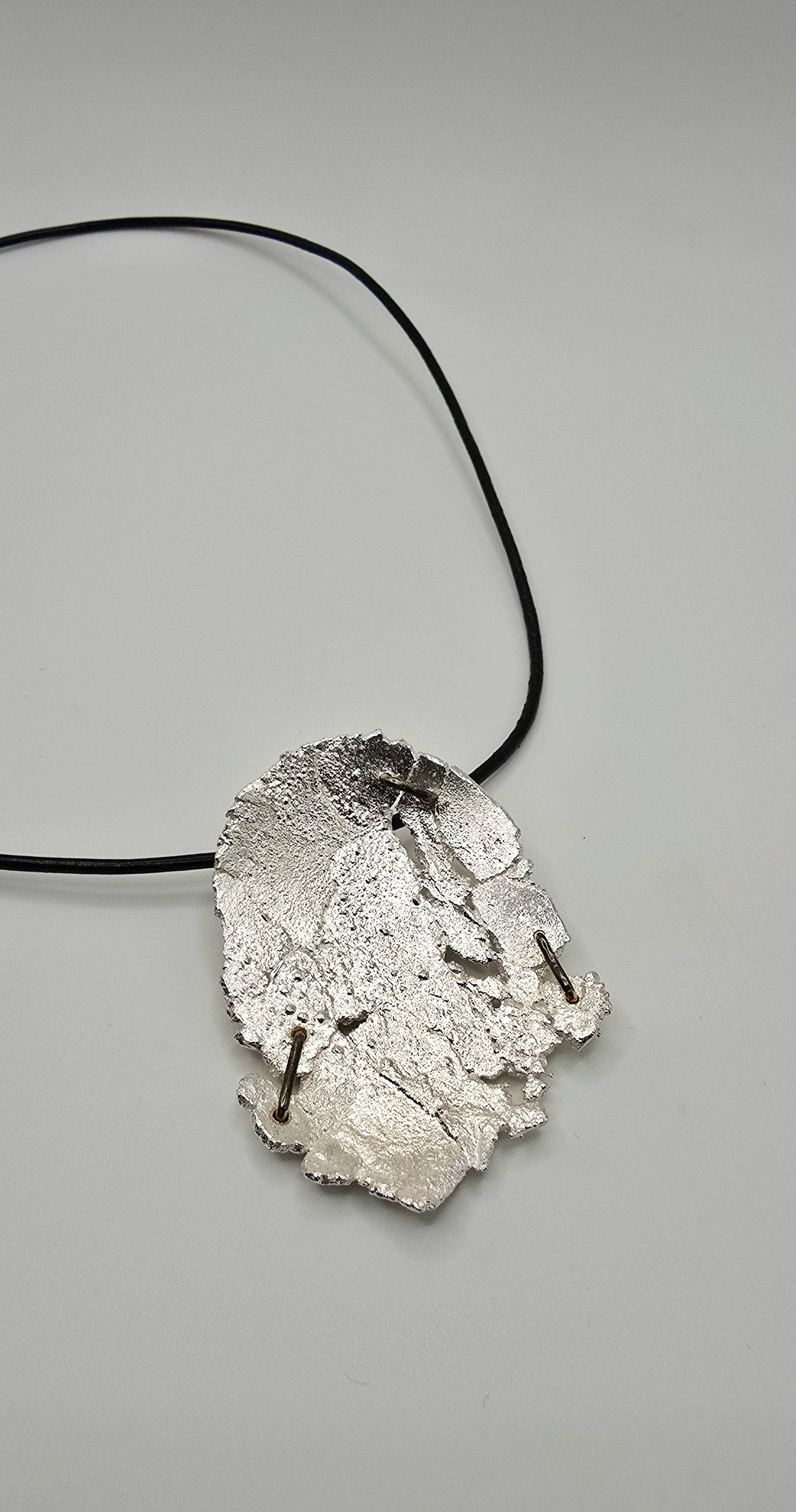 Pounded Silver Staple Brooch | Pendant Necklace- Under Impact Series