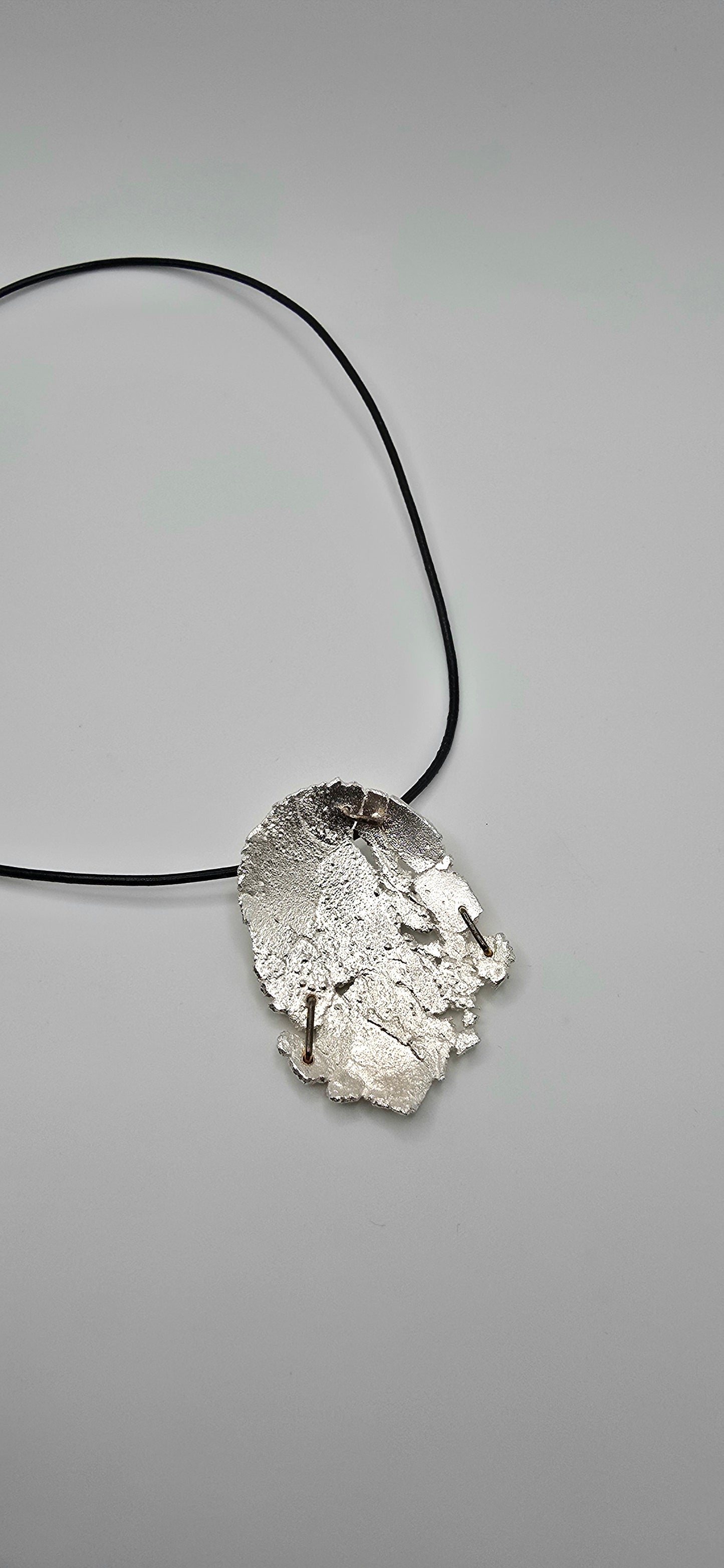 Pounded Silver Staple Brooch | Pendant Necklace- Under Impact Series