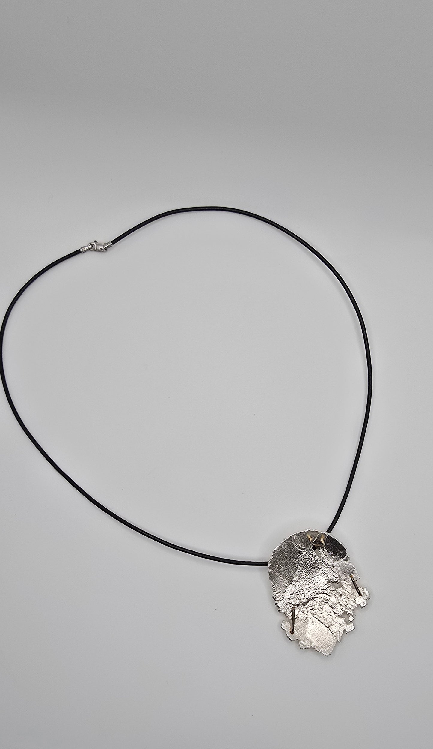 Pounded Silver Staple Brooch | Pendant Necklace- Under Impact Series