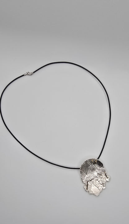 Pounded Silver Staple Brooch | Pendant Necklace- Under Impact Series