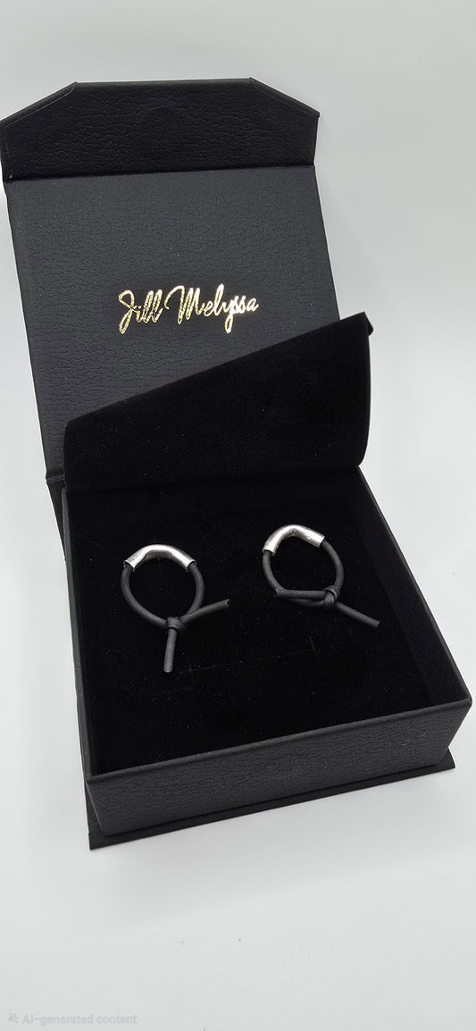 Sterling Silver and Rubber Tension Earrings- Small- Hand Fabricated- Under Impact Series