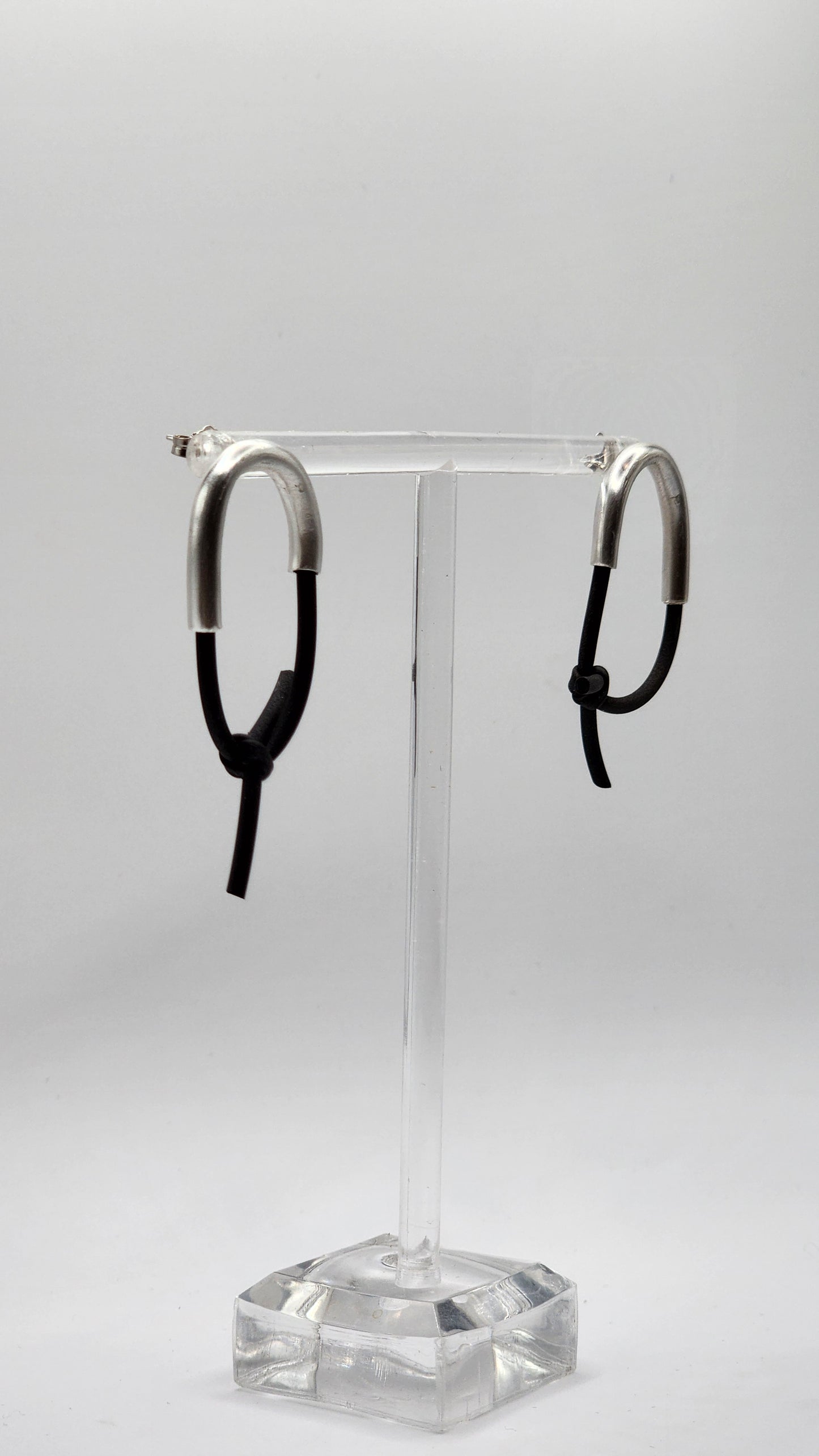 Sterling Silver and Rubber Tension Earrings- Large- Hand Fabricated- Under Impact Series