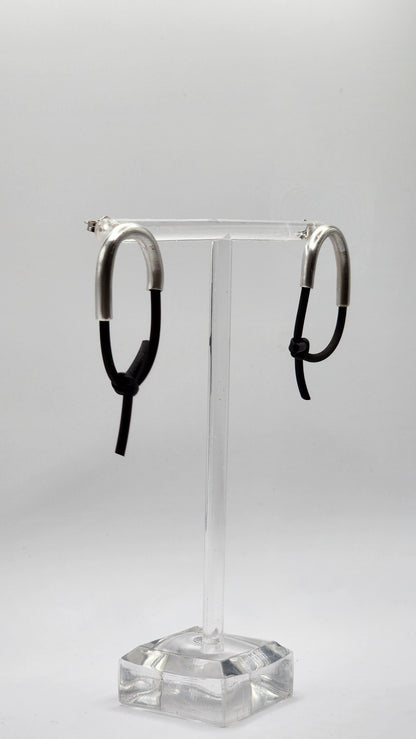 Sterling Silver and Rubber Tension Earrings- Large- Hand Fabricated- Under Impact Series