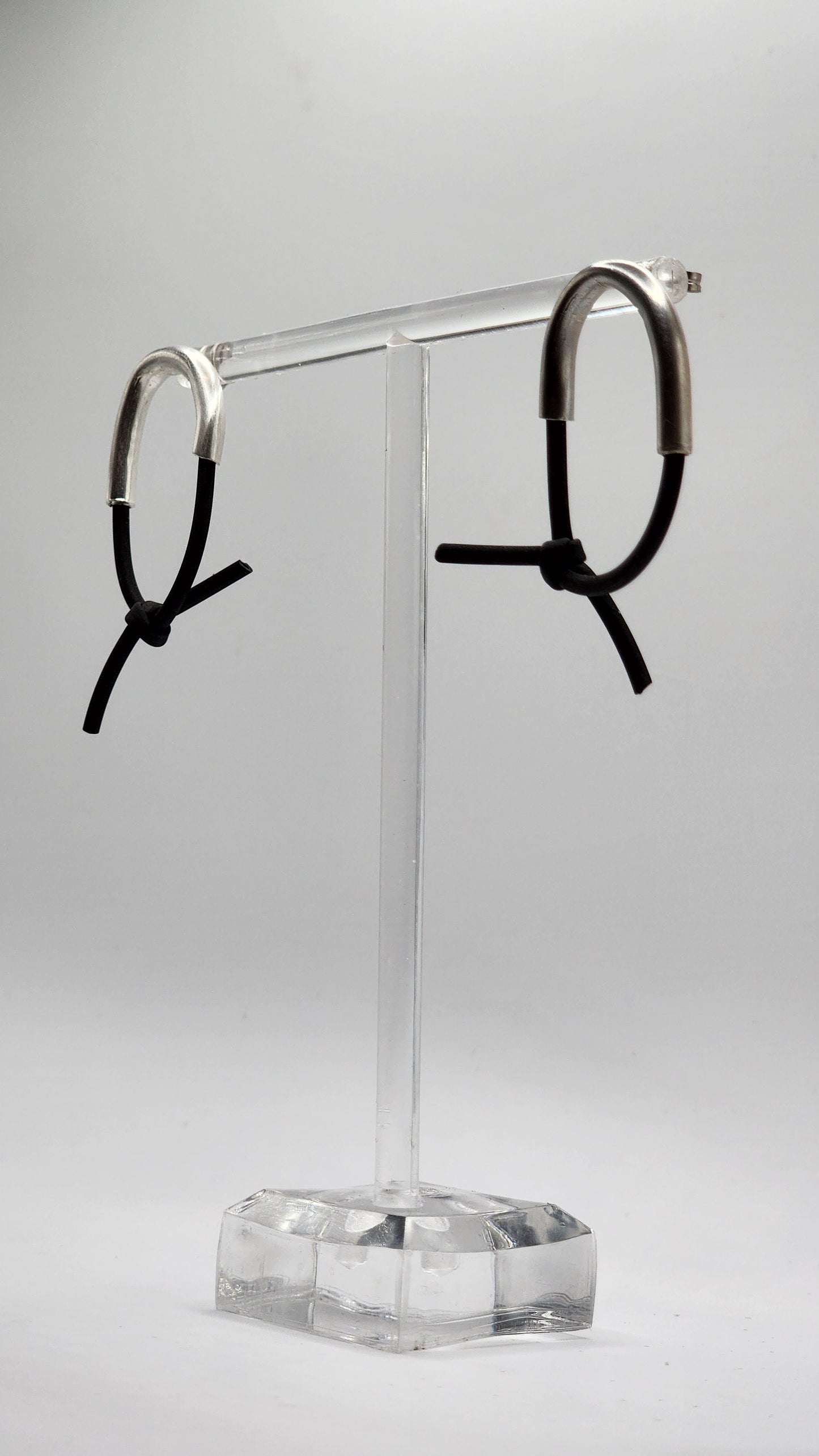 Sterling Silver and Rubber Tension Earrings- Large- Hand Fabricated- Under Impact Series