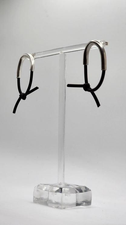 Sterling Silver and Rubber Tension Earrings- Large- Hand Fabricated- Under Impact Series