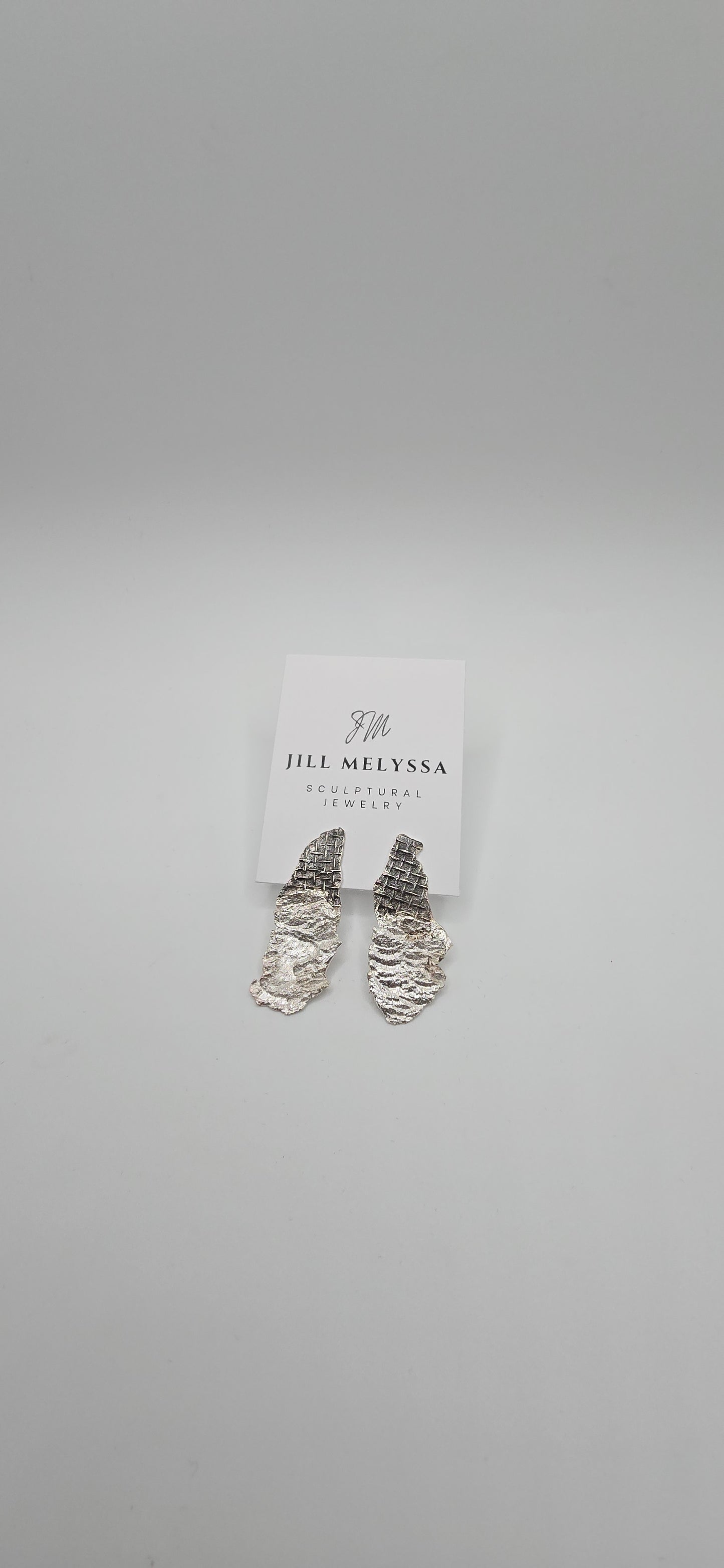 Sterling Silver Mesh Textured Earrings- Hand Fabricated Urban Freeform Statement Ring- Under Impact Series