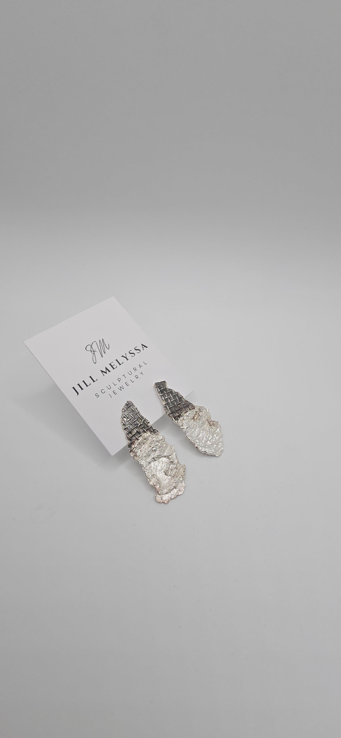 Sterling Silver Mesh Textured Earrings- Hand Fabricated Urban Freeform Statement Ring- Under Impact Series