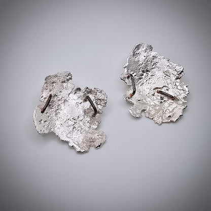 Pounded Silver Staple Earrings- Under Impact Series