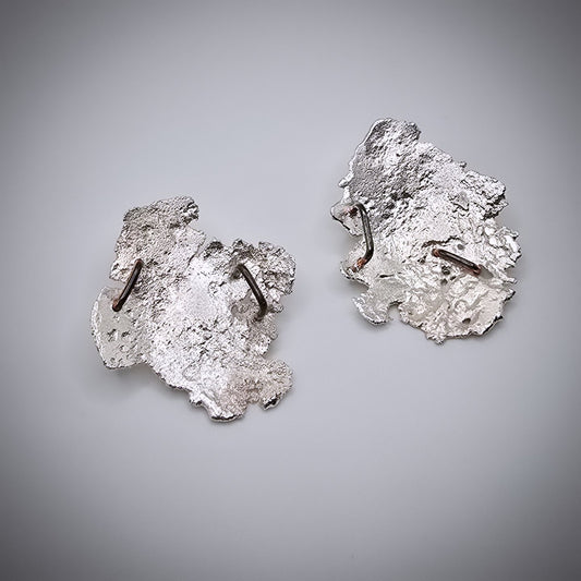 Pounded Silver Staple Earrings- Under Impact Series