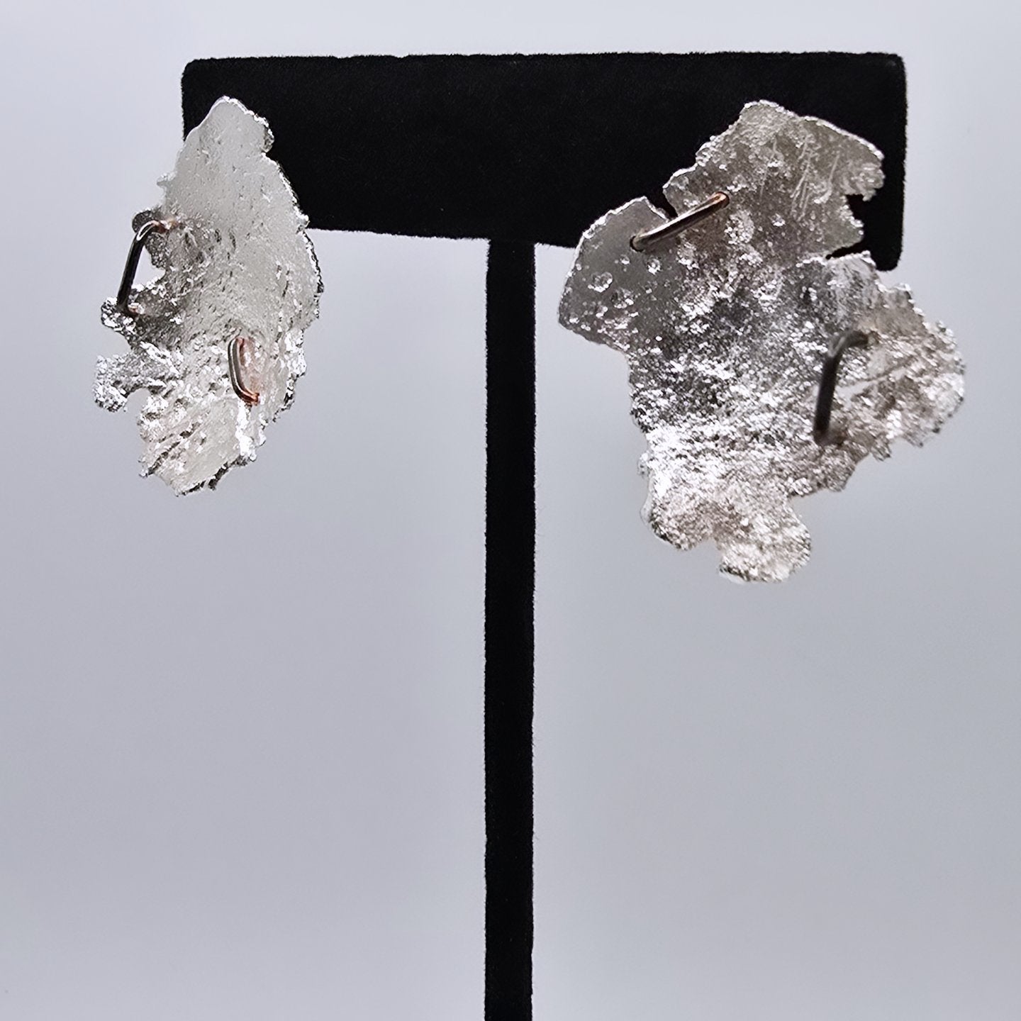 Pounded Silver Staple Earrings- Under Impact Series