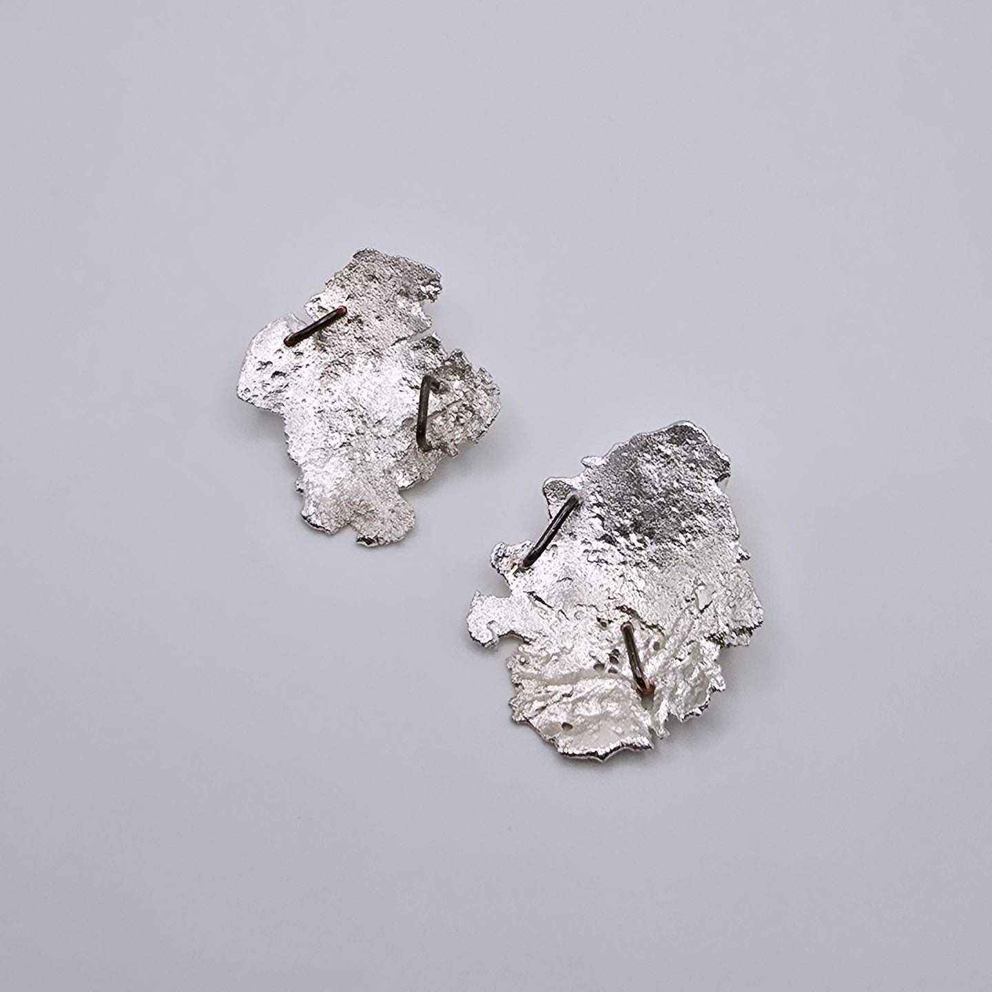 Pounded Silver Staple Earrings- Under Impact Series