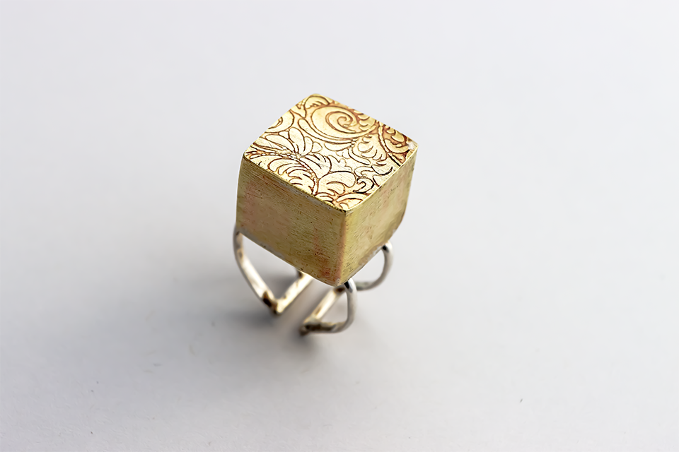 Jill Melyssa Hollow Handcrafted Box Ring