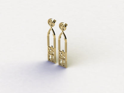Ironwork Fence Earrings in Yellow Sterling Silver