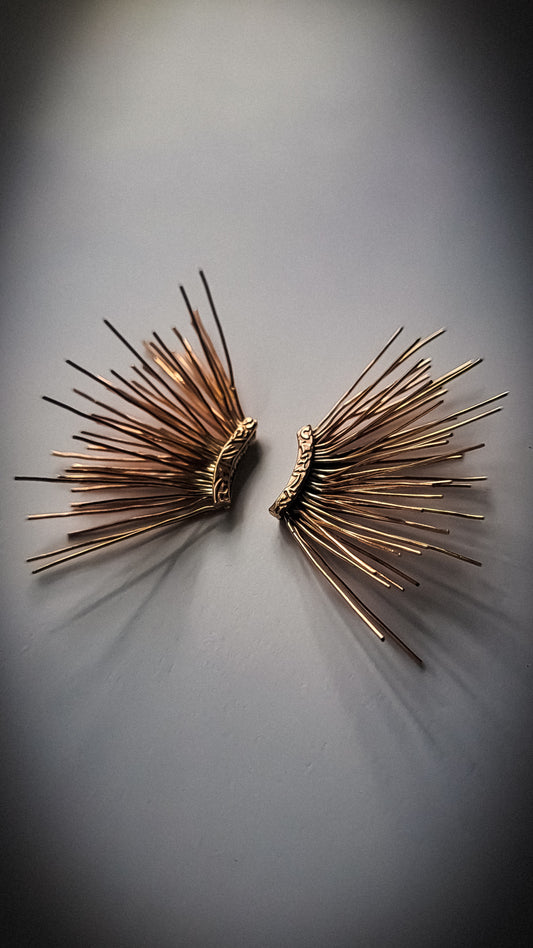 Spiked Urchin Earrings in Brass