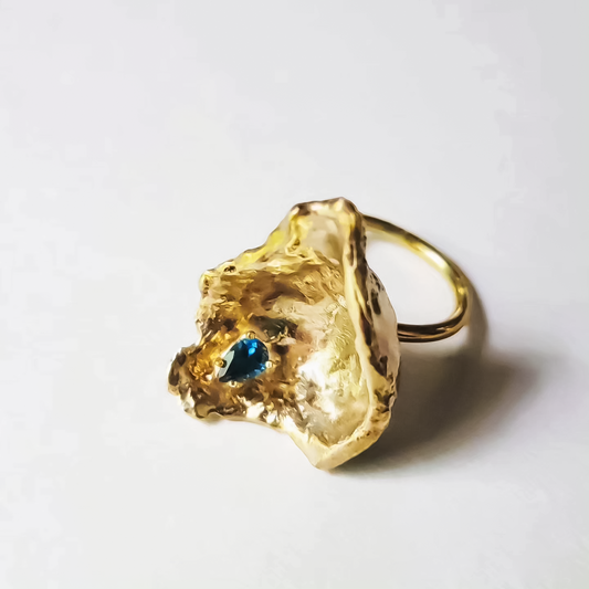 Abstract Chip Ring with London Blue Topaz