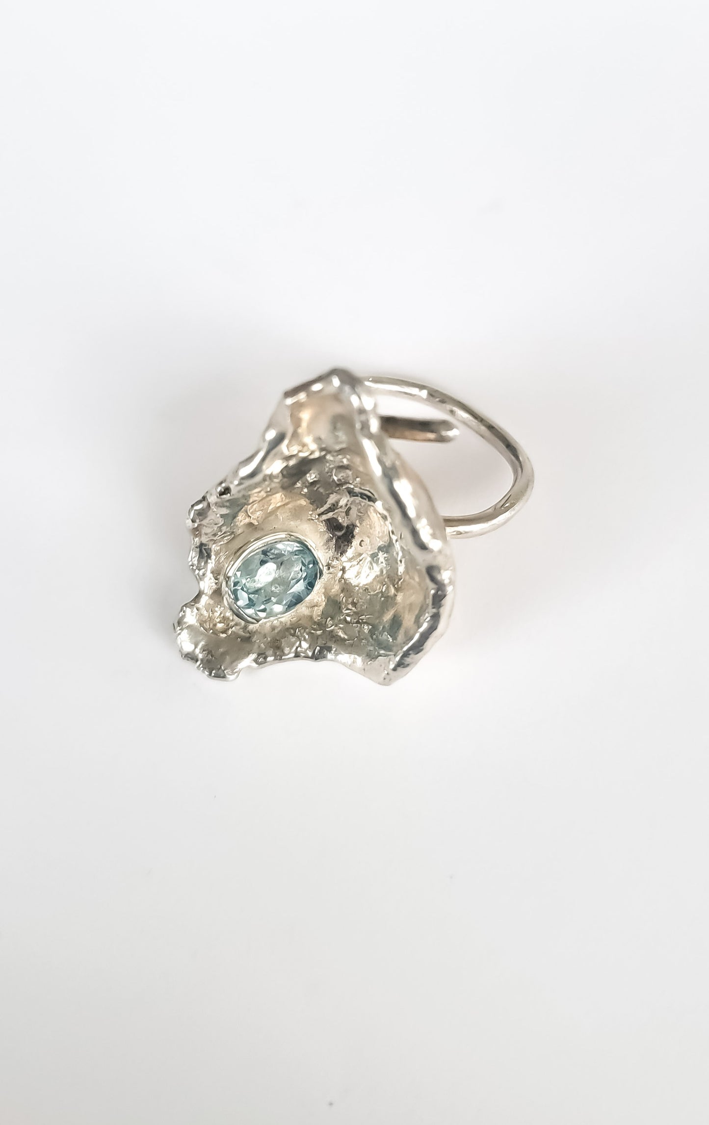 Abstract Ring in Sterling with Sky Blue Topaz