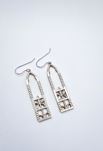 Ironwork Fence Earrings, Sterling Silver (Hook)