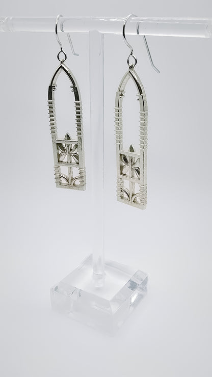 Ironwork Fence Earrings, Sterling Silver (Hook)