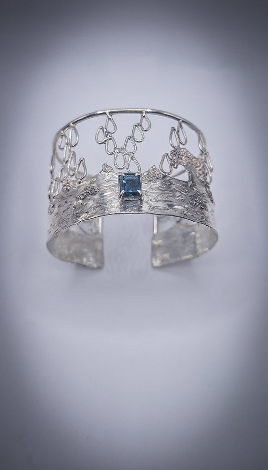 Ocean Cuff, Sterling; London Blue Topaz