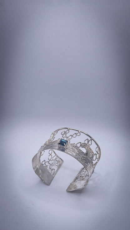 Ocean Cuff, Sterling; London Blue Topaz