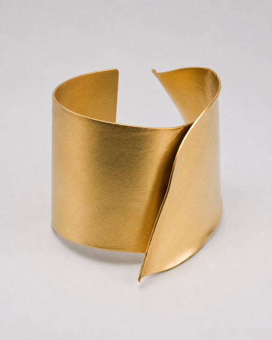 3" Handcrafted Brass Cuff Bracelet | Sculptural Gold Finish
