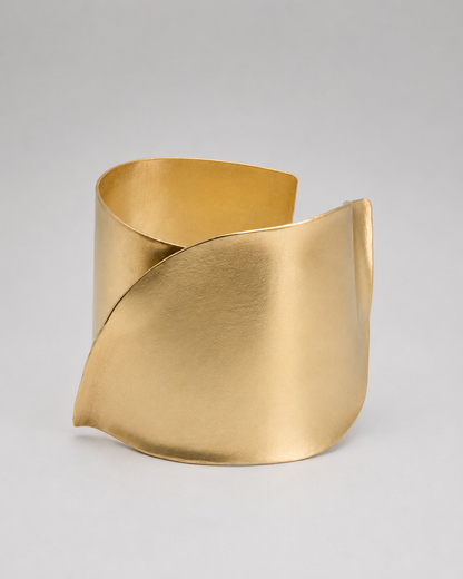 3" Handcrafted Brass Cuff Bracelet | Sculptural Gold Finish