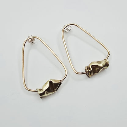 Sculptural Brass Triangle Earrings- Under Impact Series